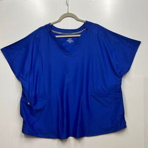 ClimateRight Cuddl Duds Womens 3X Metro Blue V-Neck Scrub Top‎